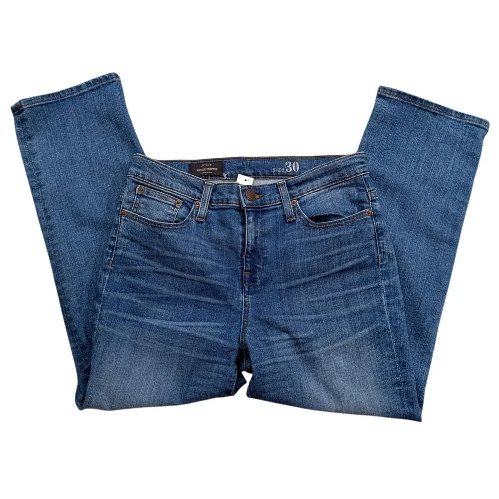J Crew Vintage Cropped Denim Straight Leg Jeans Medium Wash Size 30 NWT Classic - Picture 3 of 13